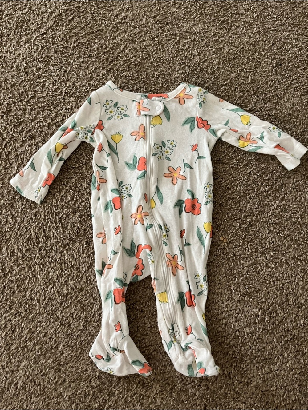 Carter’s Floral Footed One-Piece Pajamas in Cream with Floral 3 Months